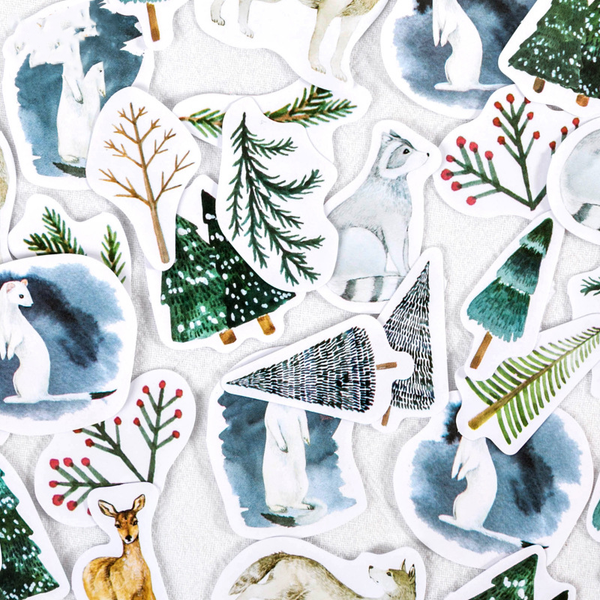45PCS Christmas Forest Decorative Stickers