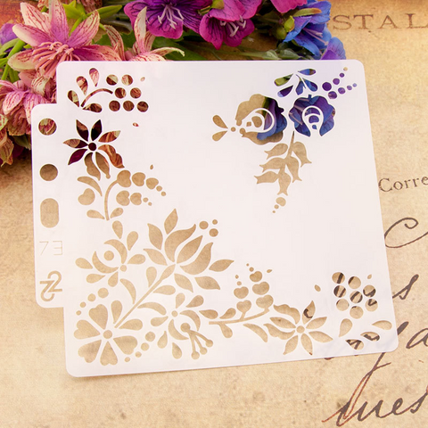 Flower Corner Layering Stencils Painting Template