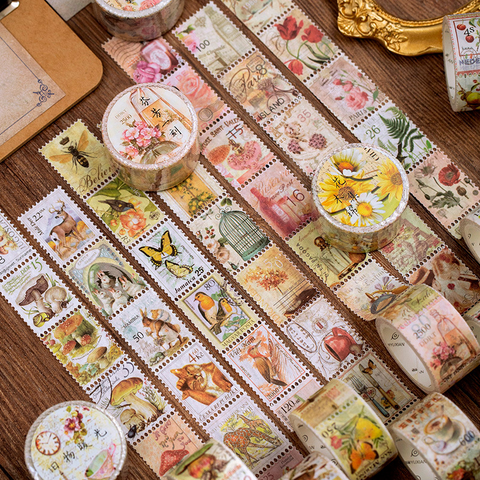 Vintage Stamp Plant Mushroom Paper Tape