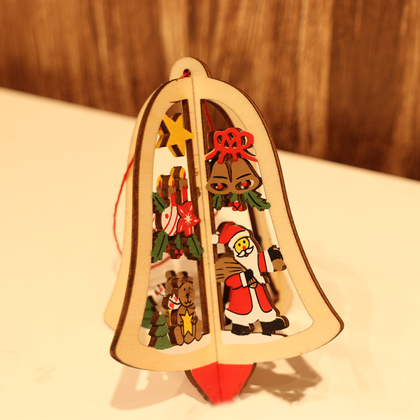 3D Christmas Wooden Carving Pendant