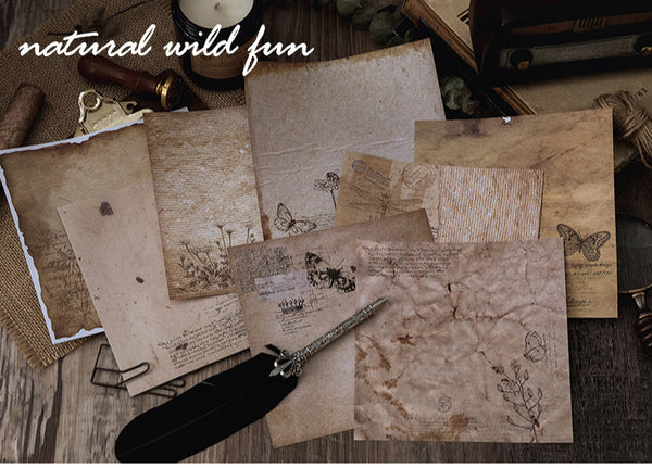 8PCS Distressed Retro Background Paper