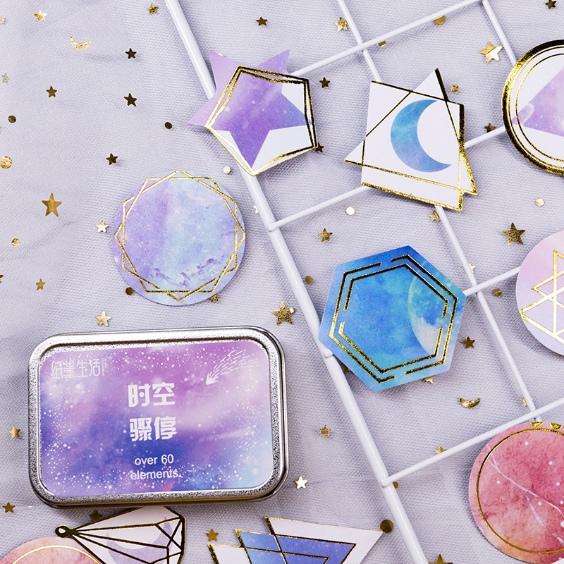 60PCS Space-time Stop Decorative Stickers