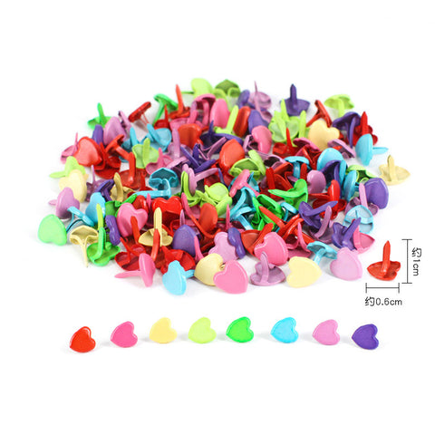 100 Pcs Heart-shaped Paper Fasteners Brads