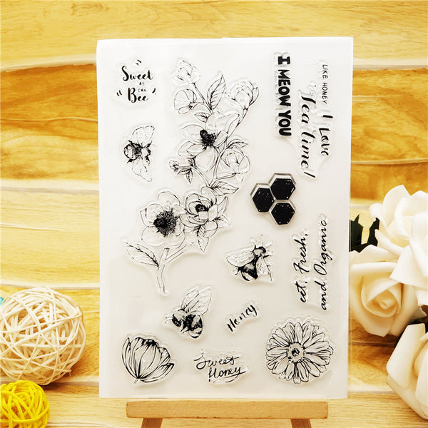 Honey Bee Flower Stamps
