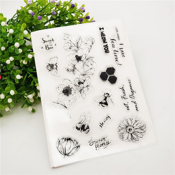 Honey Bee Flower Stamps