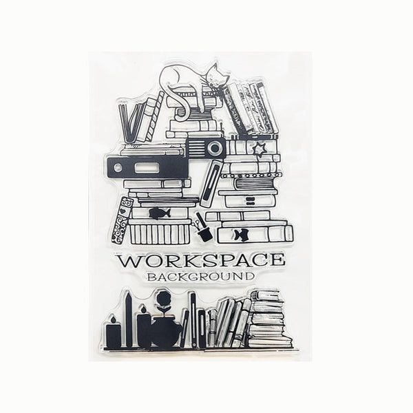 Cat Bookshelf Stamps