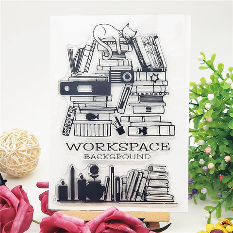 Cat Bookshelf Stamps
