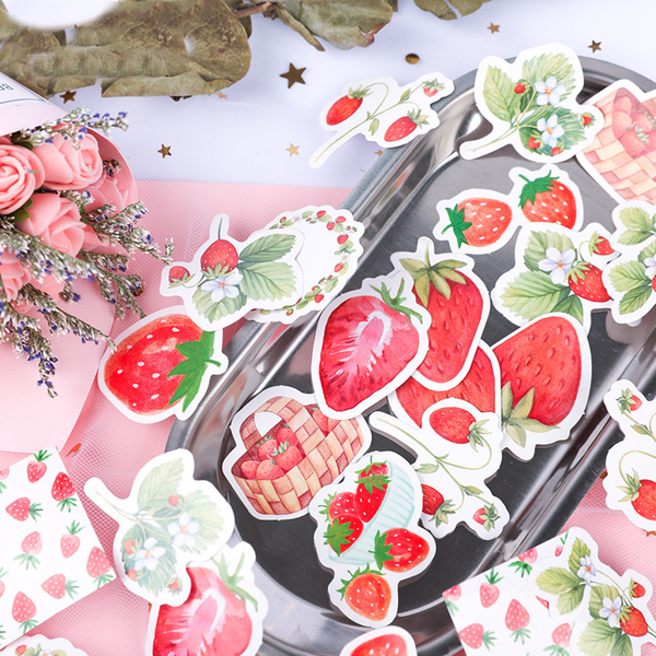 45PCS  Strawberry Cheese Decorative Stickers