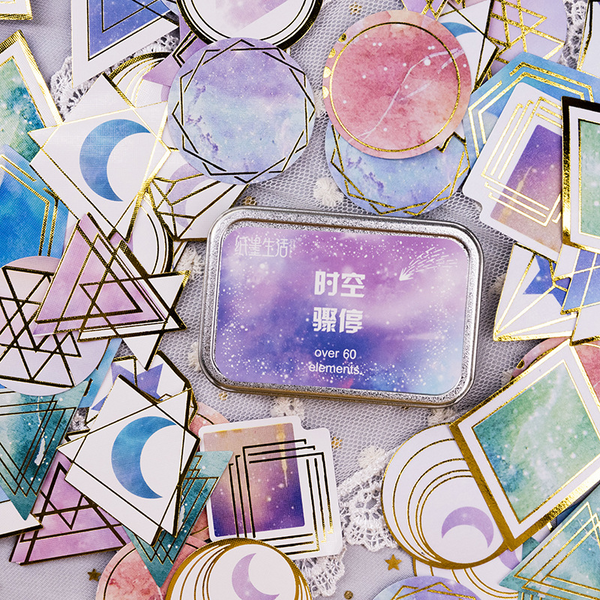 60PCS Space-time Stop Decorative Stickers