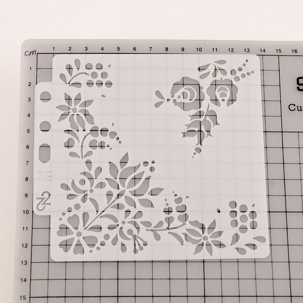 Flower Corner Layering Stencils Painting Template