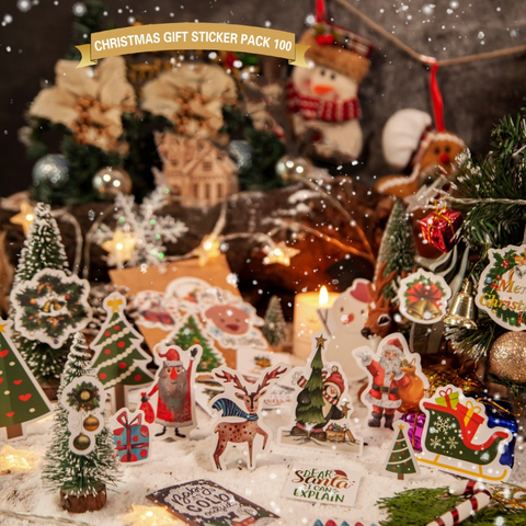 100Pcs Christmas Gift Sticker Pack
