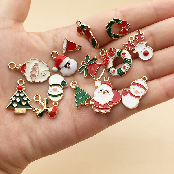 20-50PCS Christmas Dripping Oil Alloy Accessories Pendants