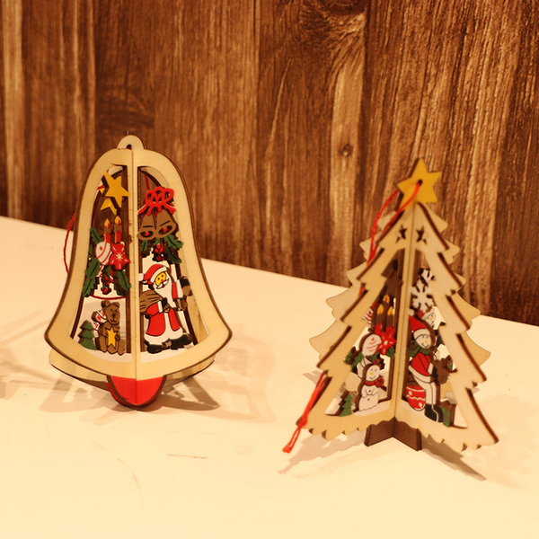 3D Christmas Wooden Carving Pendant