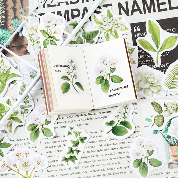 46PCS Plant Flower Blooms Decorative Stickers