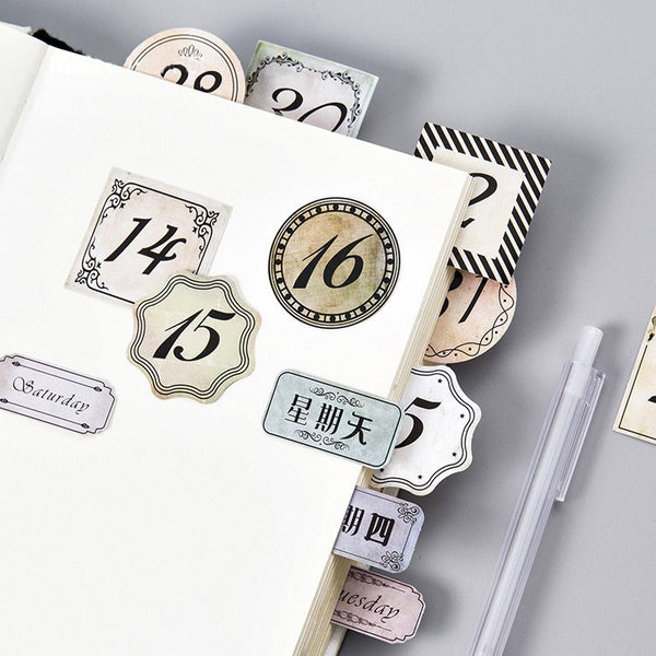 45PCS Retro Number Date Diary Stickers