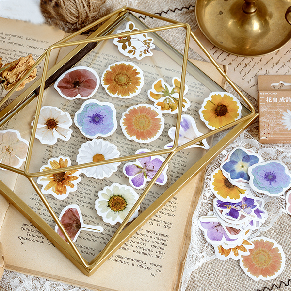 46PCS Flower Poetry Decorative Stickers