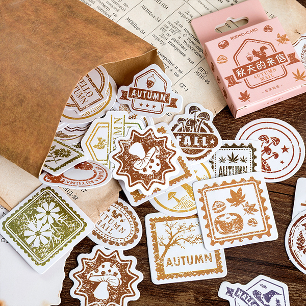 46PCS Fresh Autumn Letter Decorative Stickers