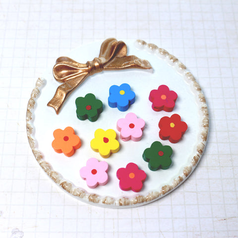 Wooden perforated floral beads