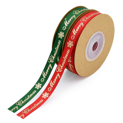 Christmas Foil Stamped Letters Ribbon