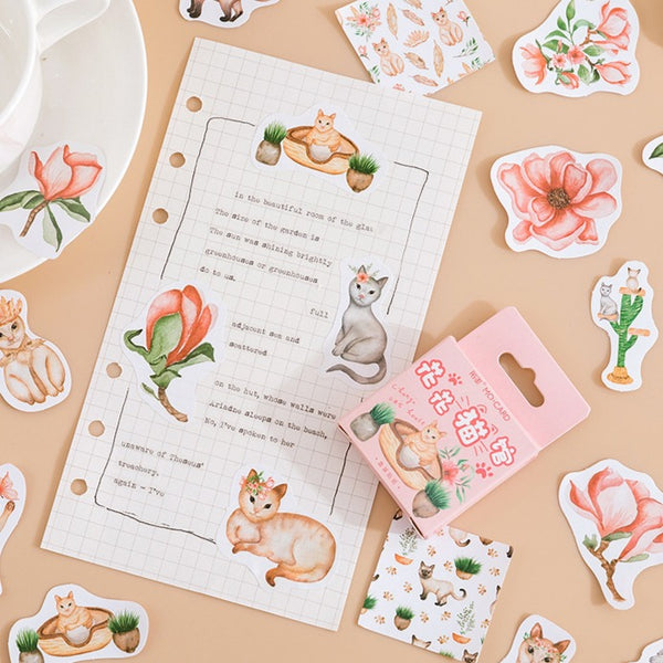46pcs Flowers & Cats Stickers