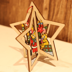 3D Christmas Wooden Carving Pendant