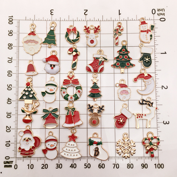 20-50PCS Christmas Dripping Oil Alloy Accessories Pendants
