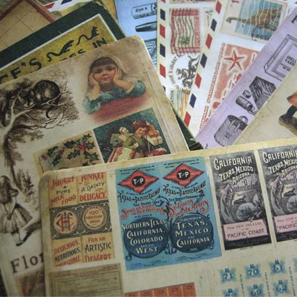10PCS Retro Map Stamp Stickers Paper
