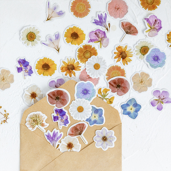 46PCS Flower Poetry Decorative Stickers
