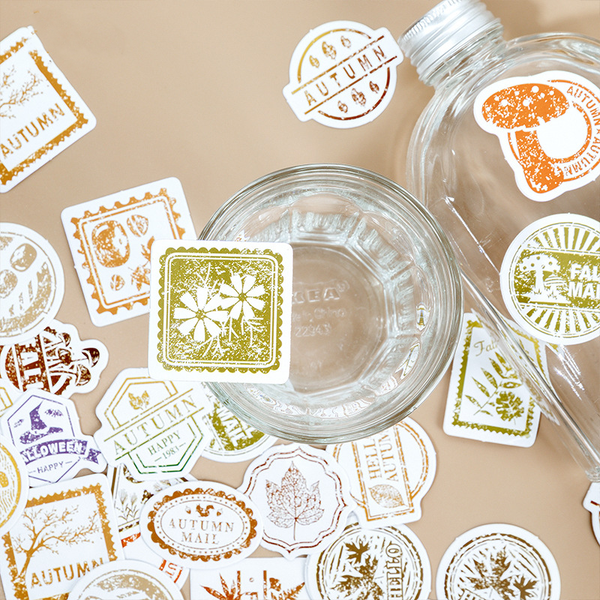 46PCS Fresh Autumn Letter Decorative Stickers