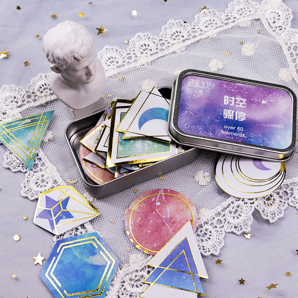 60PCS Space-time Stop Decorative Stickers
