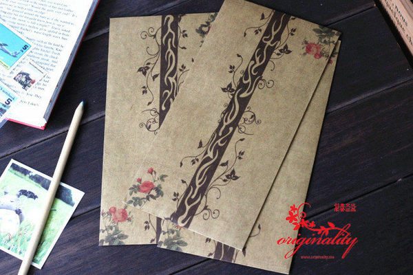 5PCS Vintage Rose Kraft Envelopes