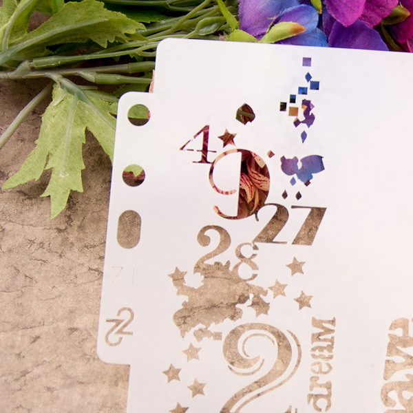 Number Words Layering Stencils Painting Template
