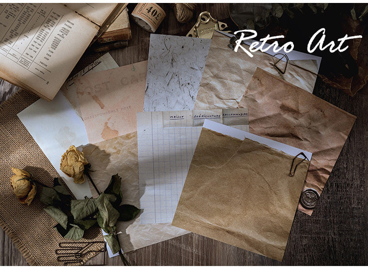 8PCS Distressed Retro Background Paper