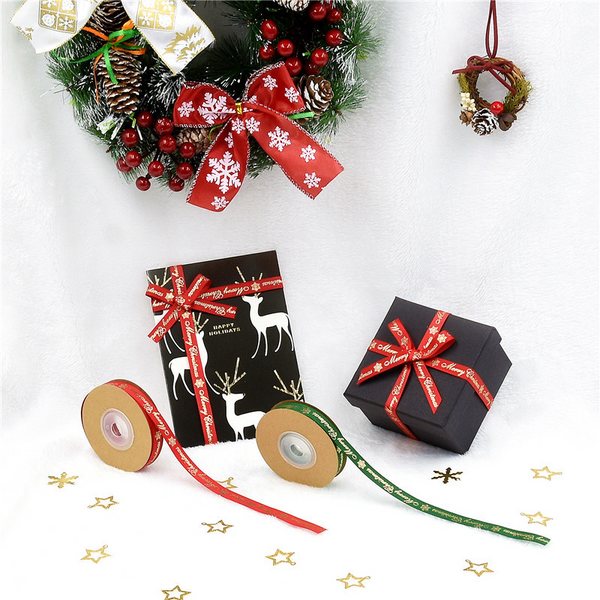 Christmas Foil Stamped Letters Ribbon