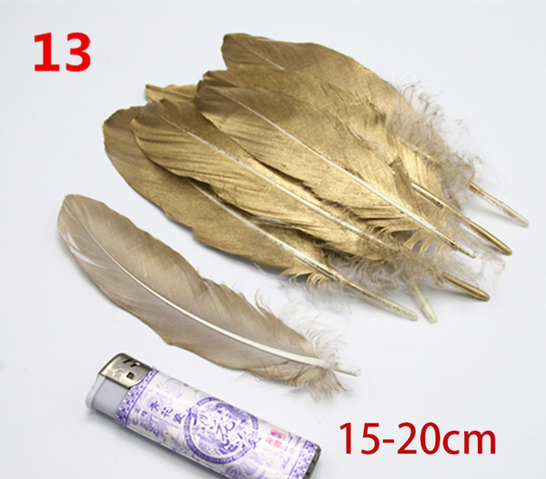 10PCS Natural Golden Black Feather