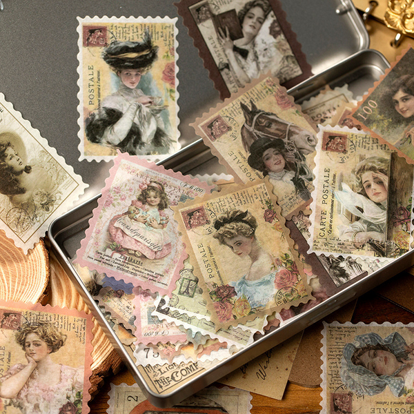 60Pcs Retro Time Post Office Series Stickers