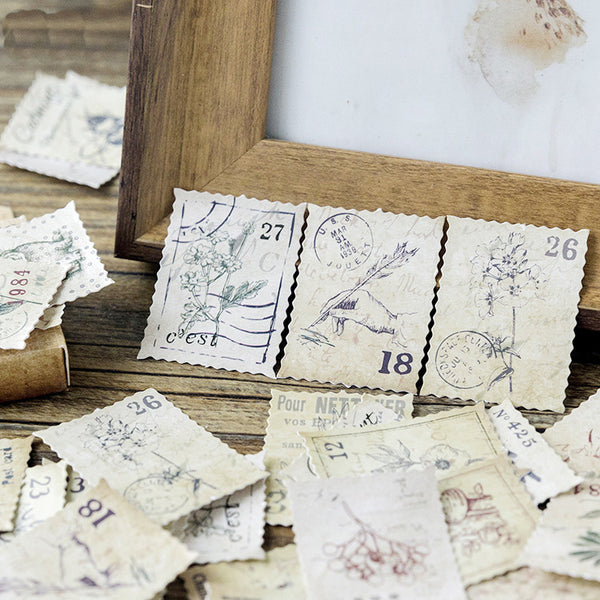 46PCS Vintage Stamp Journal Stickers