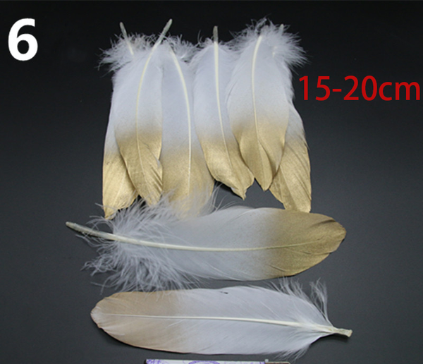 10PCS Natural Golden Black Feather