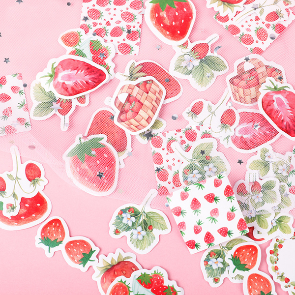 45PCS  Strawberry Cheese Decorative Stickers