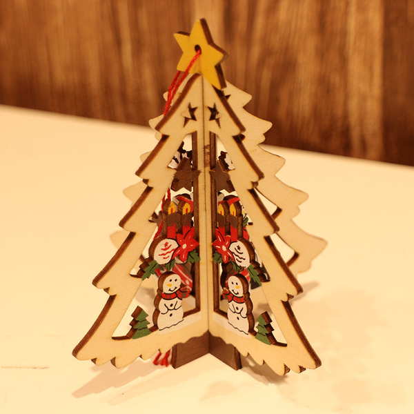 3D Christmas Wooden Carving Pendant