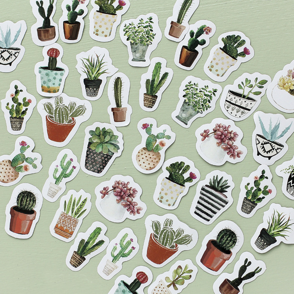 45PCS Lifelog Cactus Decorative Stickers