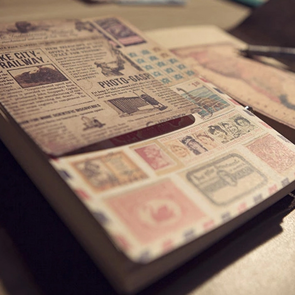 10PCS Retro Map Stamp Stickers Paper