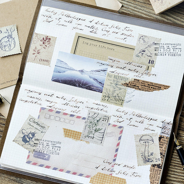 46PCS Vintage Stamp Journal Stickers