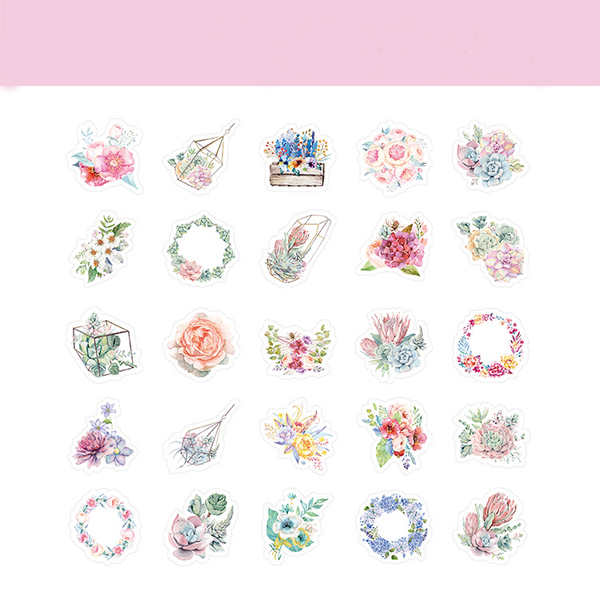46PCS Flower World Decorative Stickers