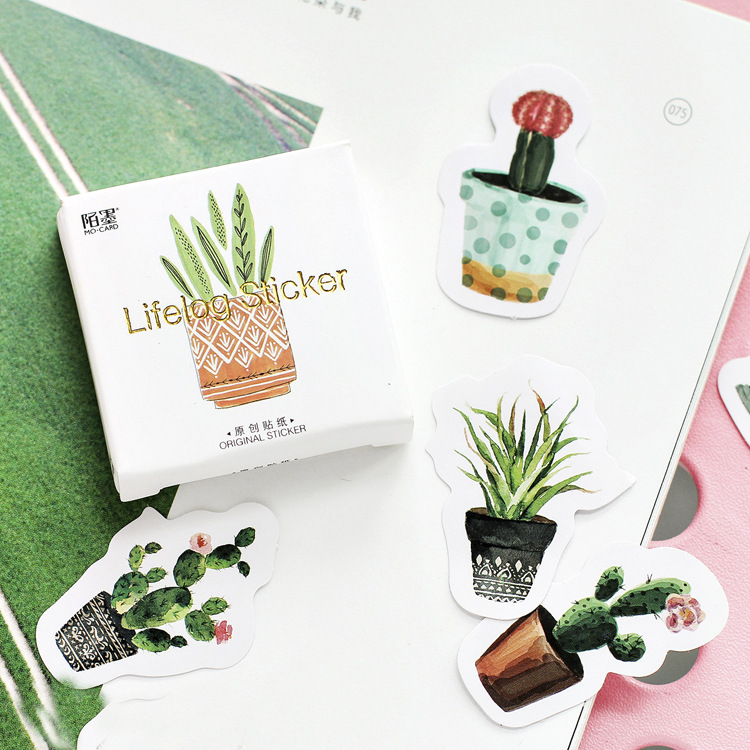 45PCS Lifelog Cactus Decorative Stickers