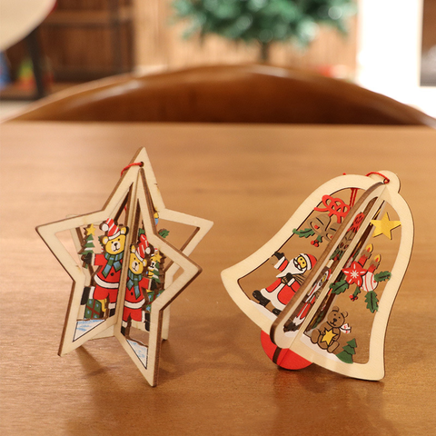 3D Christmas Wooden Carving Pendant
