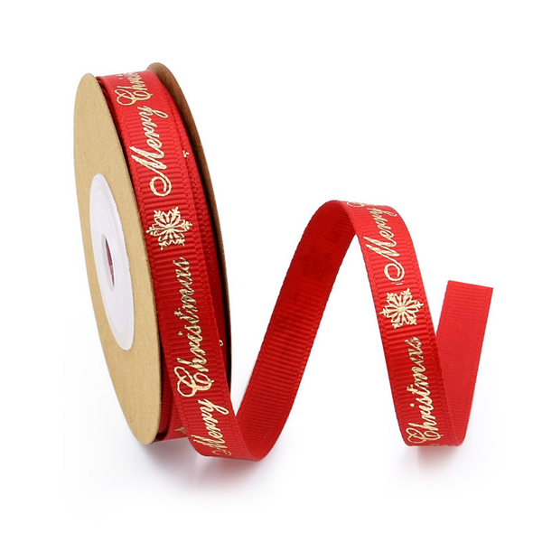 Christmas Foil Stamped Letters Ribbon