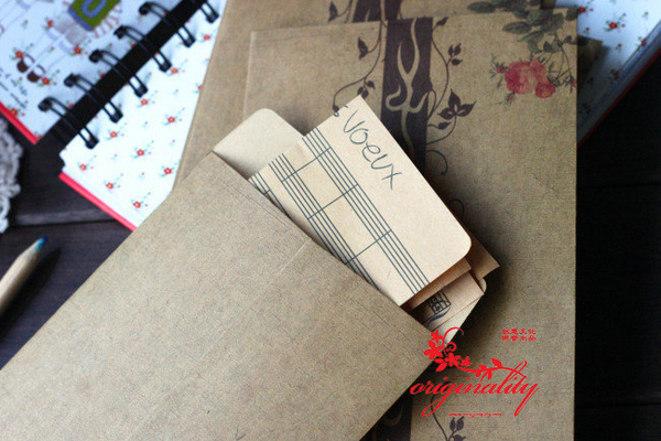 5PCS Vintage Rose Kraft Envelopes