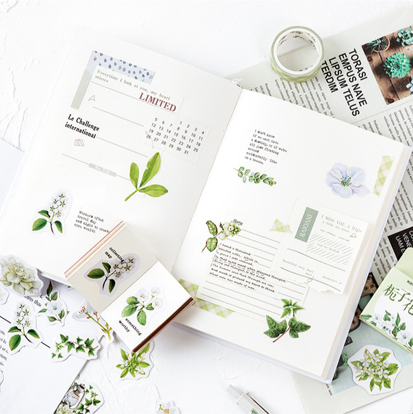 46PCS Plant Flower Blooms Decorative Stickers