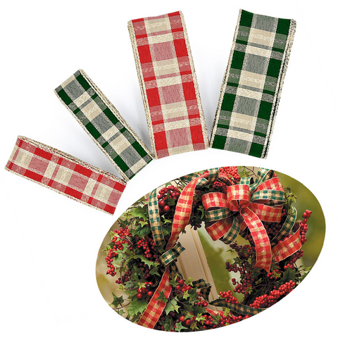 Decorative Christmas Glitter Lattice Ribbon
